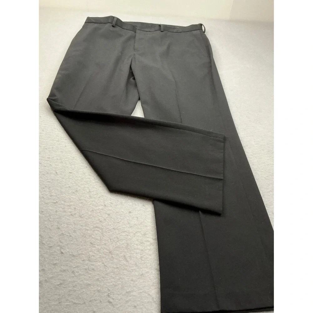 J. Ferrar Dress Pants Mens 38x32 Black Flat Front Straight‎ Leg Business Formal